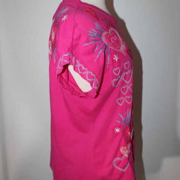 Johnny Was Biya JWLA Jade 3J Workshop Embroidered T-Shirt Top M - Picture 5 of 5